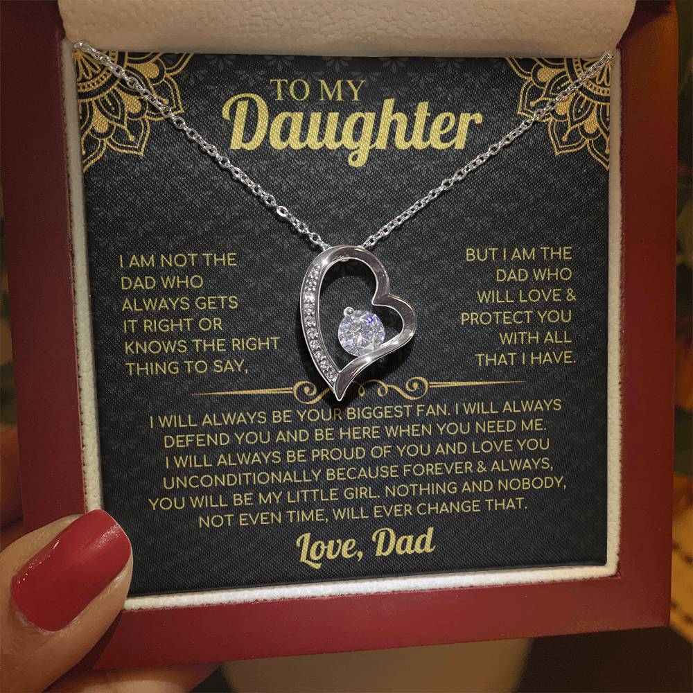 To My Daughter – Forever Love Heart Necklace with Heartfelt Message Card