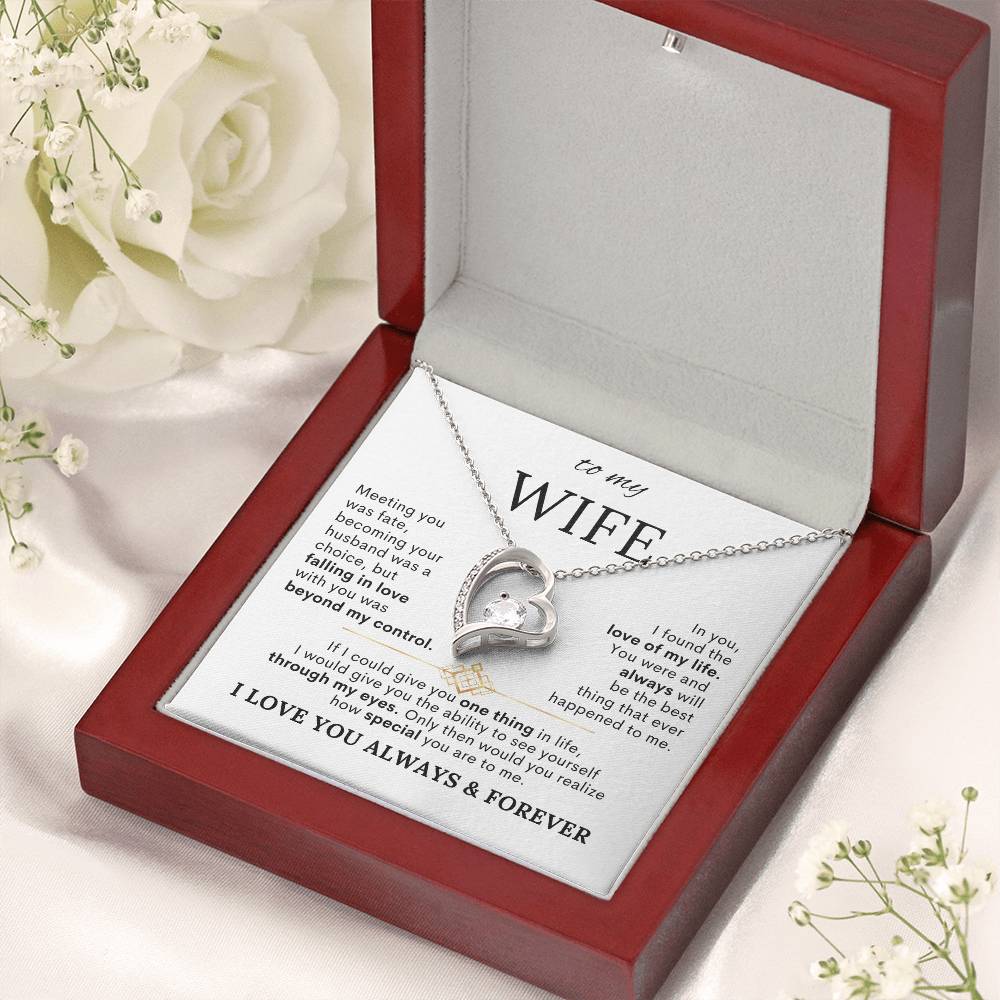 To My Wife – Meeting You Was Fate Heart Necklace with Message Card