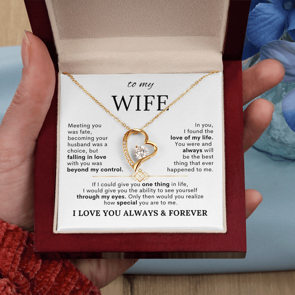 To My Wife – Meeting You Was Fate Heart Necklace with Message Card