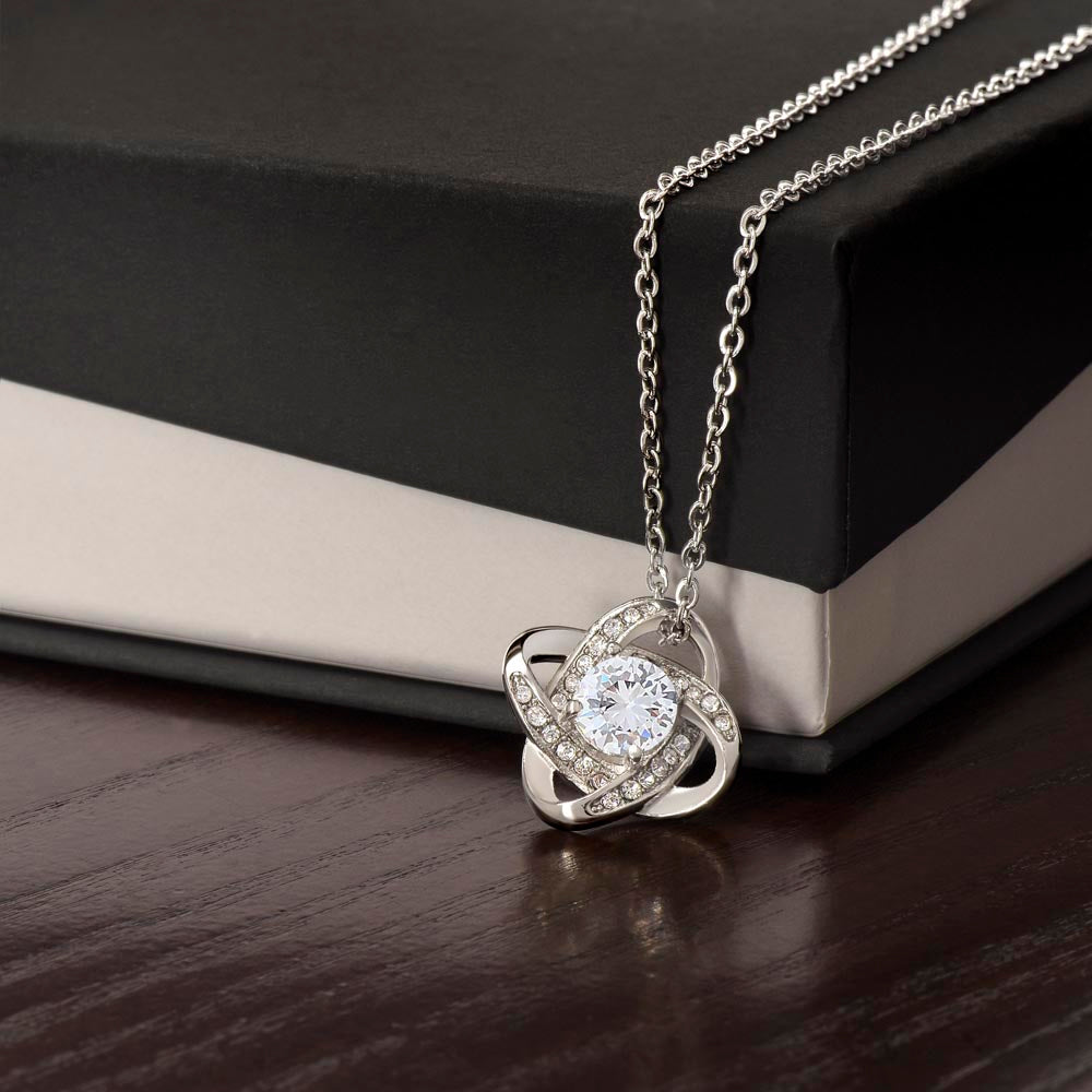 To My Beautiful Mom - When I Was a Little Boy Love Knot Necklace with Message Card