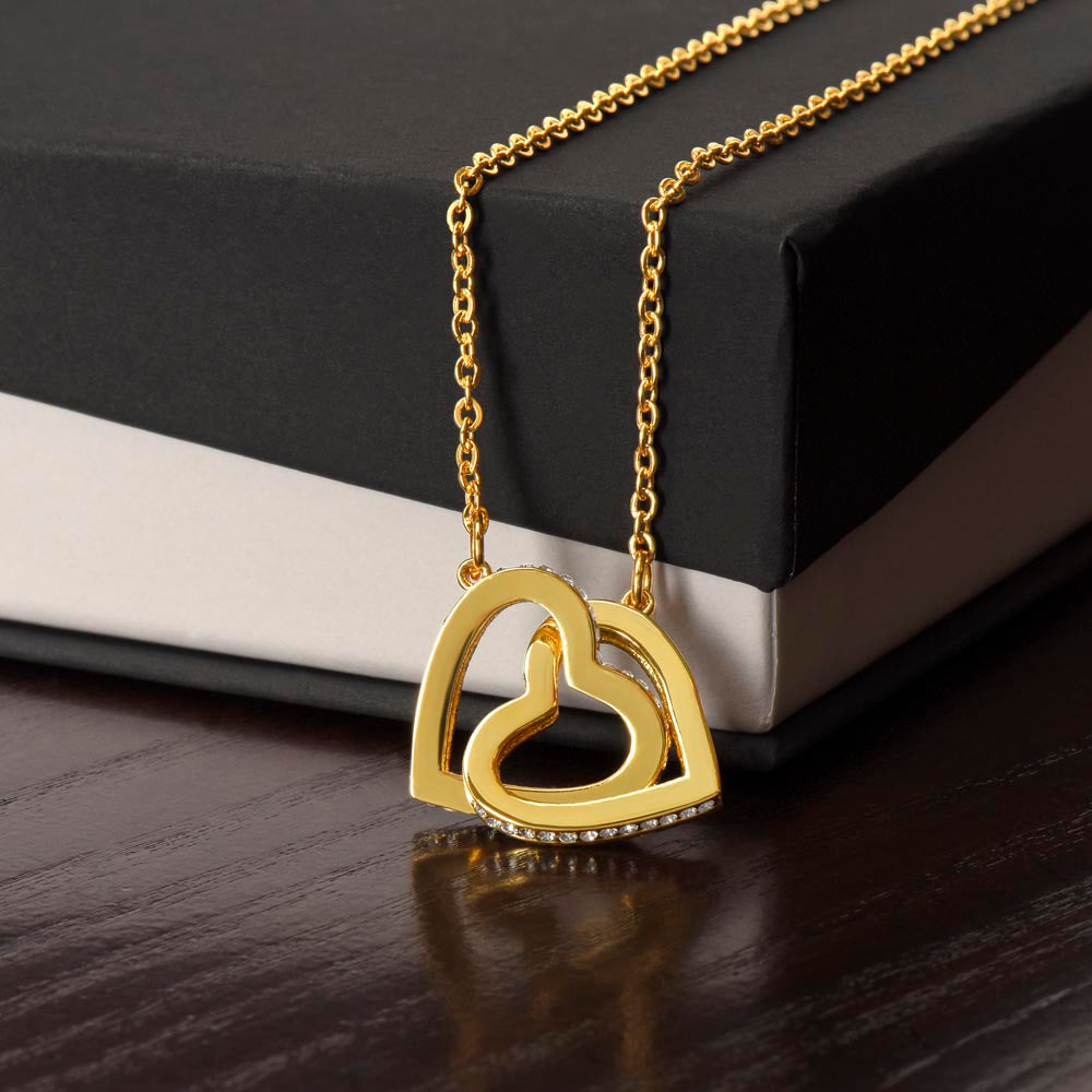 To My Daughter - I Closed My Eyes Interlocking Hearts Pendant With Message Card