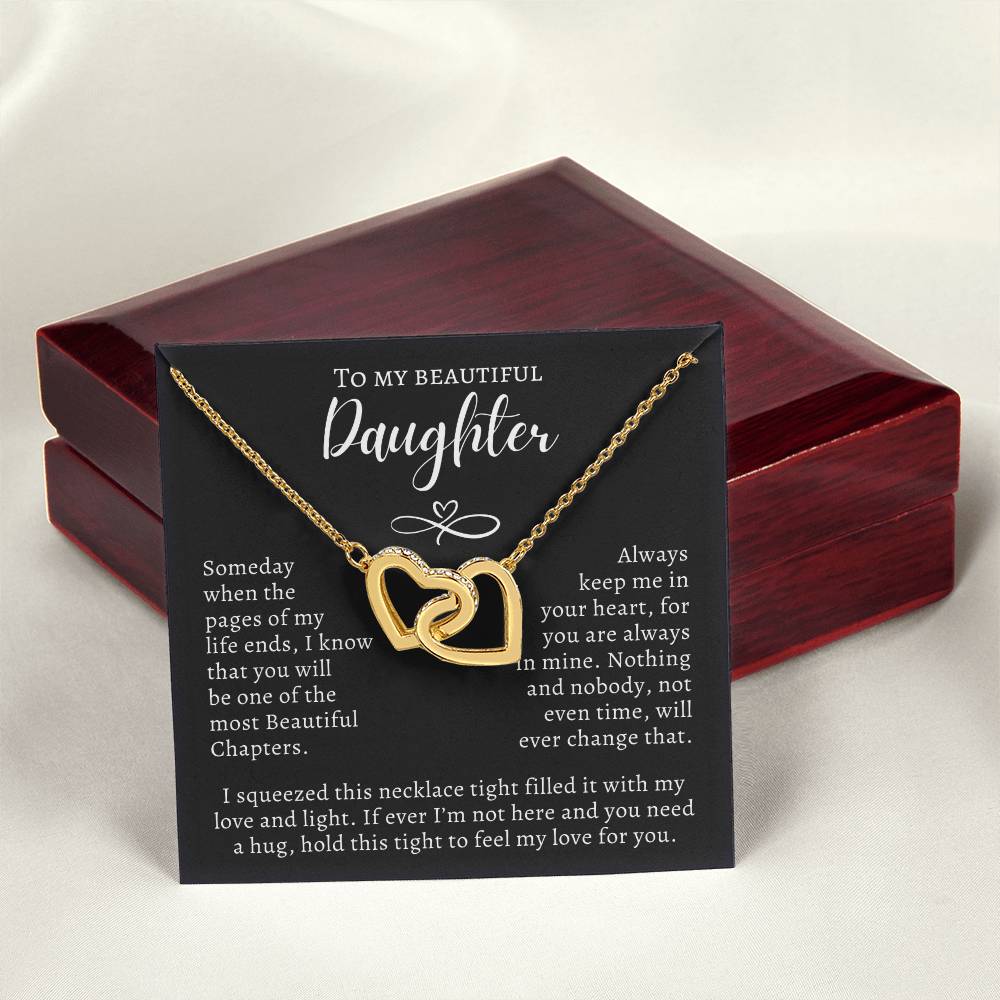 To My Beautiful Daughter - When Words Aren’t Enough Interlocking Hearts Pendant with Message Card