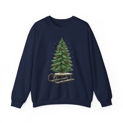 Cozy Christmas Sweater, Holiday Gift, Winter Warmth, Unisex Crewneck, Festive Apparel, Christmas Tree Design, Casual Comfort