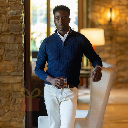 Gentleman Era Cable-Knit Quarter-Zip Sweater