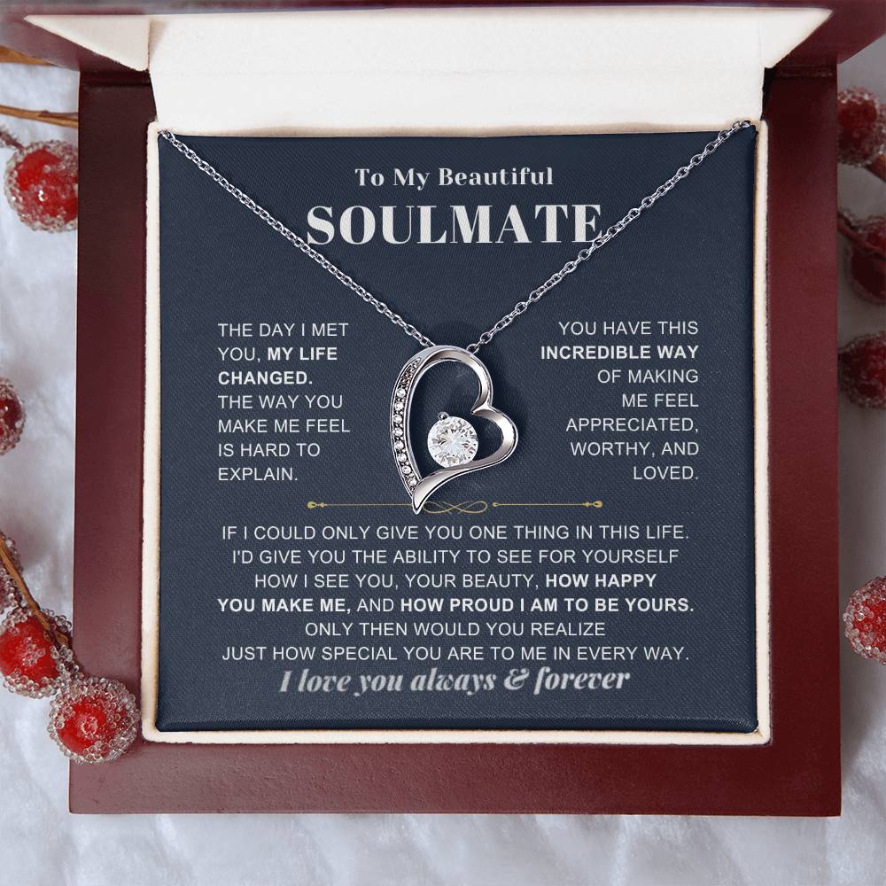 To My Soulmate - The Day I Met You Heart Necklace with Message Card