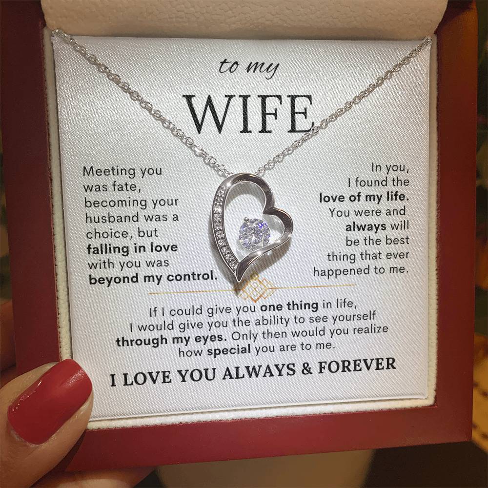 To My Wife – Meeting You Was Fate Heart Necklace with Message Card
