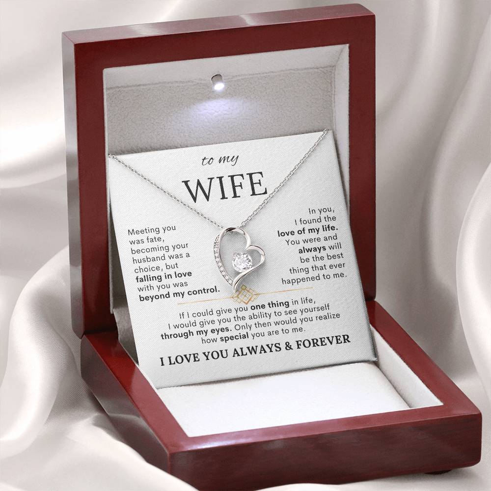 To My Wife – Meeting You Was Fate Heart Necklace with Message Card