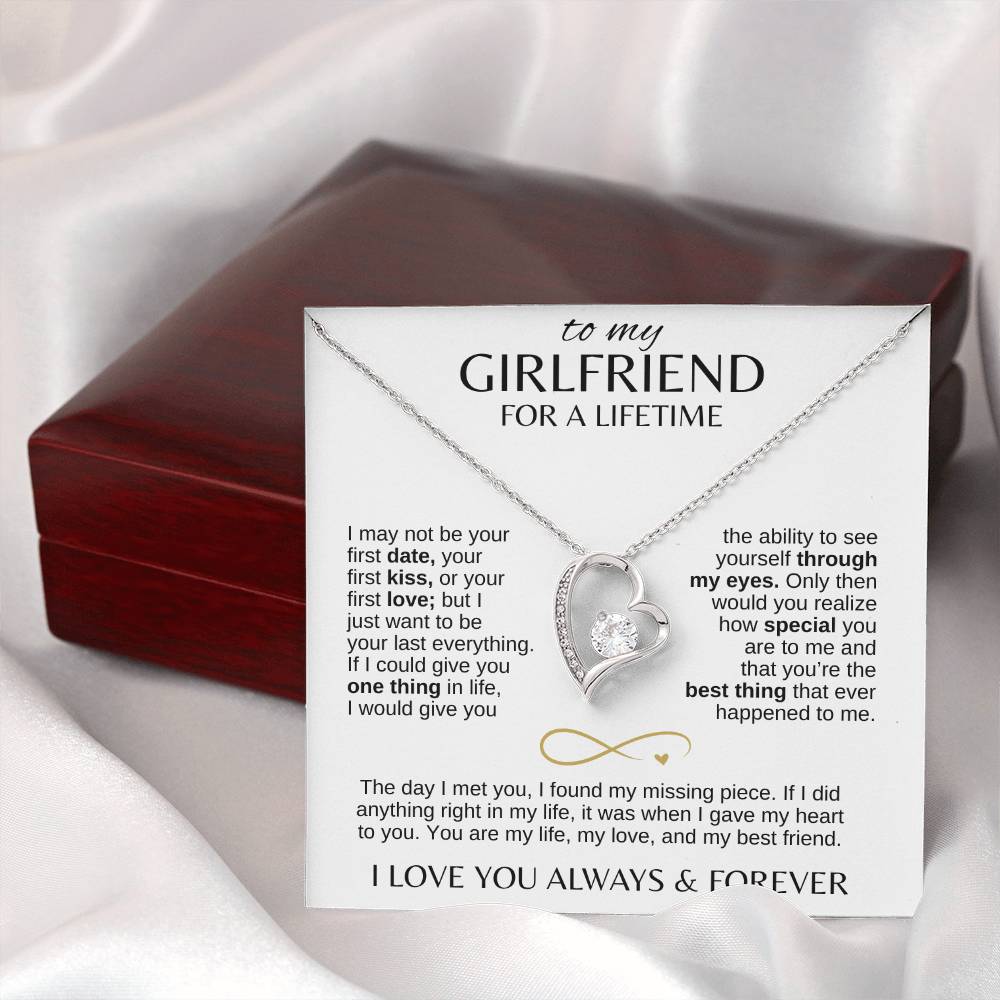 To My Girlfriend For A Lifetime - I May Not Be Your First Date Heart Necklace with Message Card