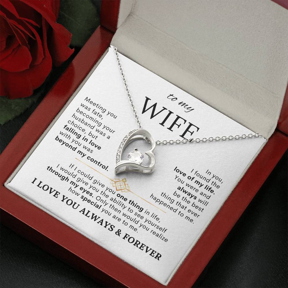 To My Wife – Meeting You Was Fate Heart Necklace with Message Card