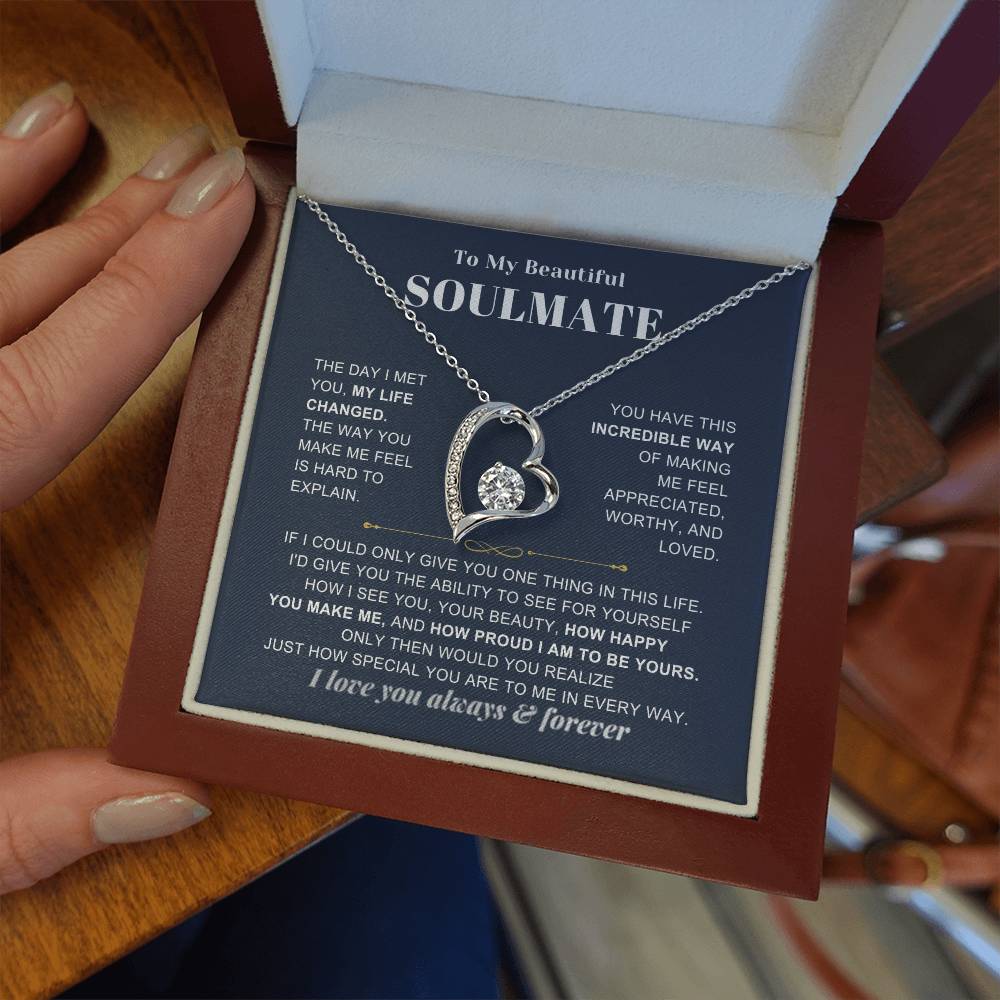 To My Soulmate - The Day I Met You Heart Necklace with Message Card