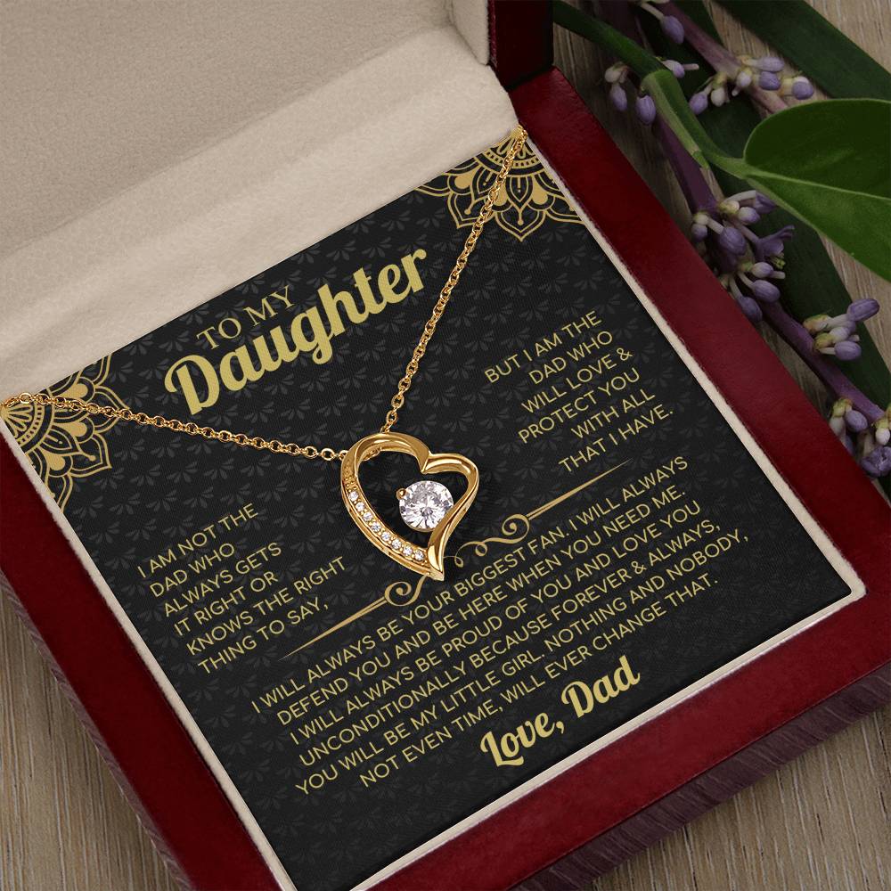 To My Daughter – Forever Love Heart Necklace with Heartfelt Message Card