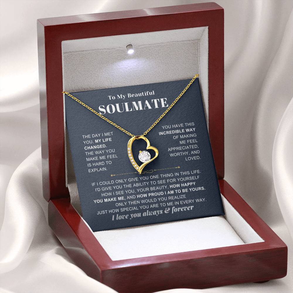 To My Soulmate - The Day I Met You Heart Necklace with Message Card