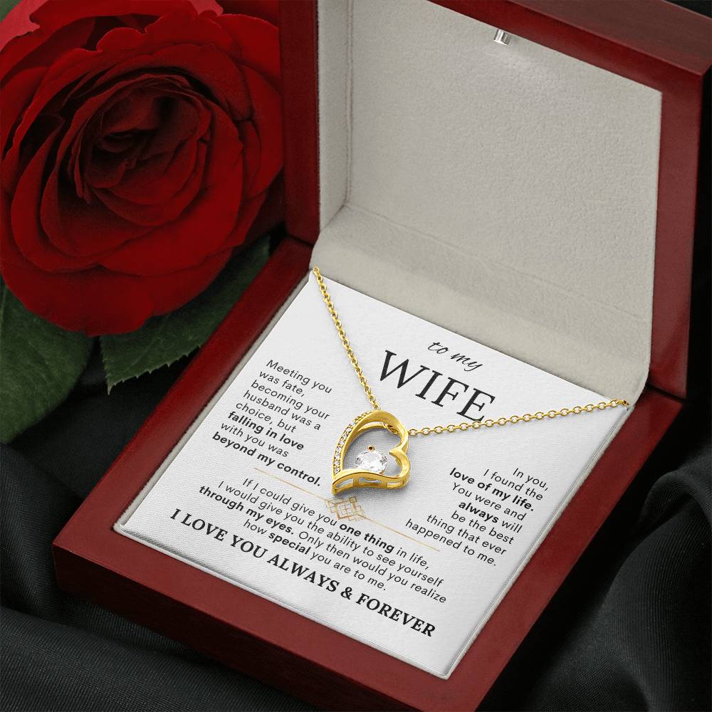 To My Wife – Meeting You Was Fate Heart Necklace with Message Card