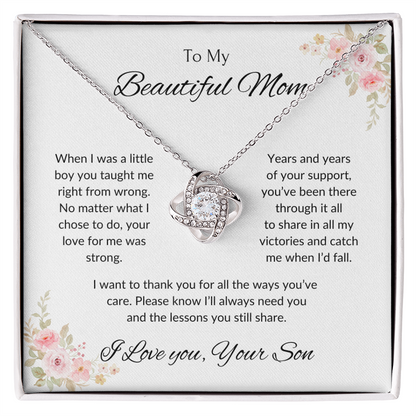 To My Beautiful Mom | When I was a little boy | Love Knot Necklace | Christmas Gift