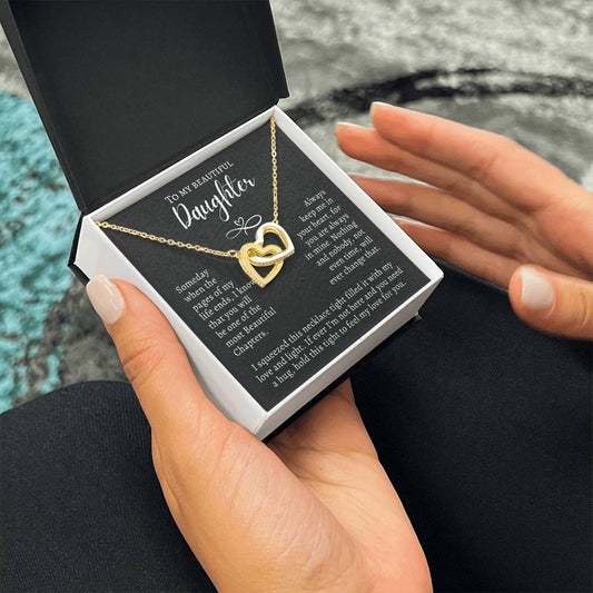 To My Beautiful Daughter - When Words Aren’t Enough Interlocking Hearts Pendant with Message Card