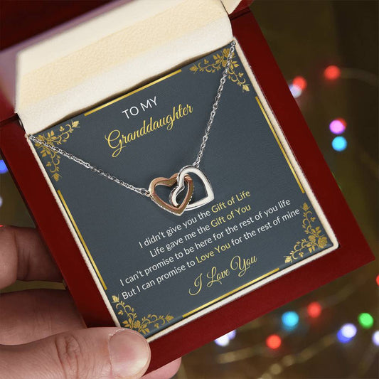 To My Granddaughter | Interlocking Hearts Necklace | Christmas and Thanksgiving Gift