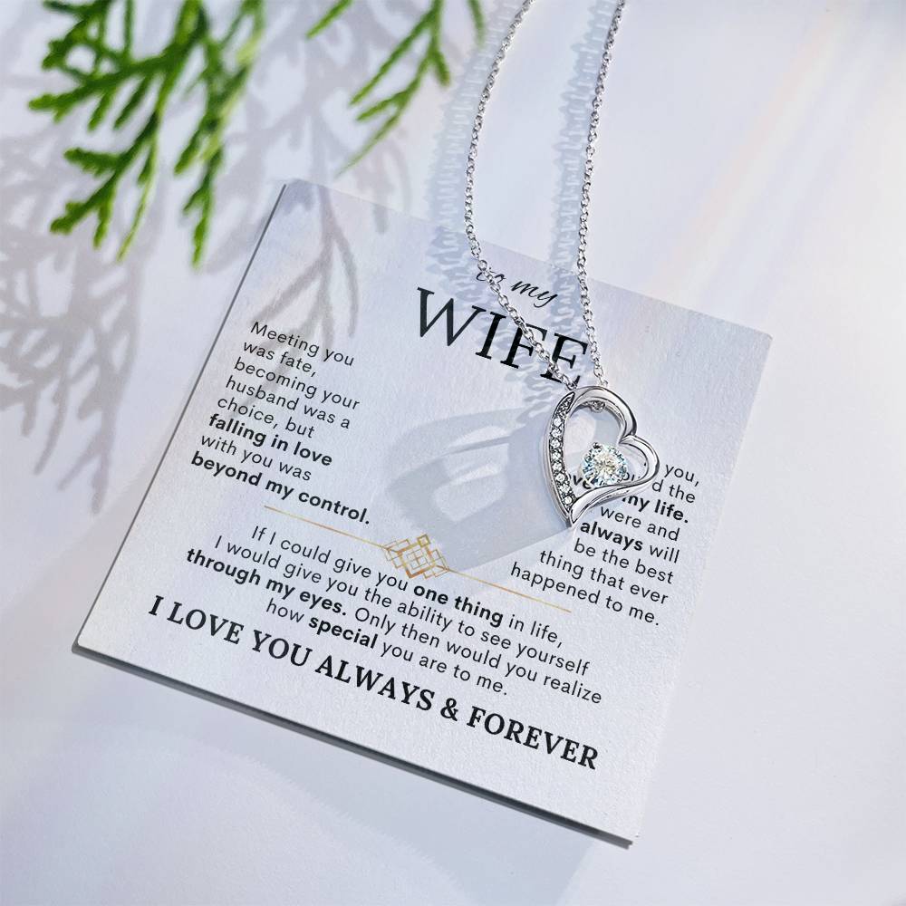To My Wife – Meeting You Was Fate Heart Necklace with Message Card