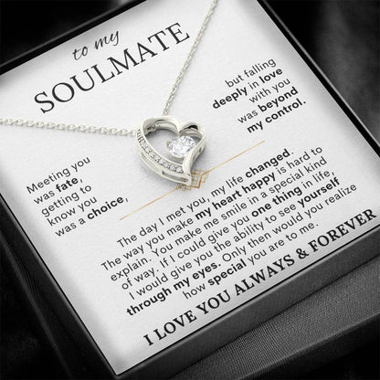 To My Soulmate – Meeting You Was Fate Heart Necklace with Message Card