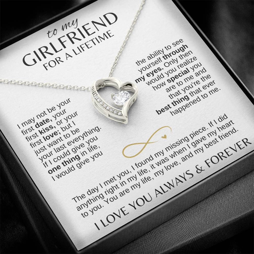 To My Girlfriend For A Lifetime - I May Not Be Your First Date Heart Necklace with Message Card