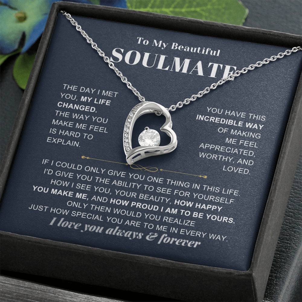 To My Soulmate - The Day I Met You Heart Necklace with Message Card