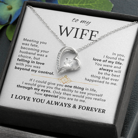 To My Wife – Meeting You Was Fate Heart Necklace with Message Card