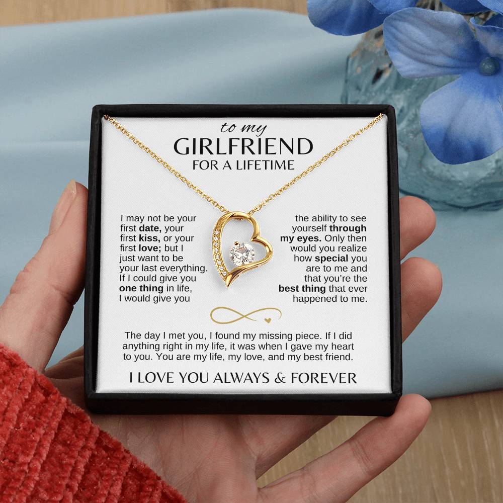 To My Girlfriend For A Lifetime - I May Not Be Your First Date Heart Necklace with Message Card