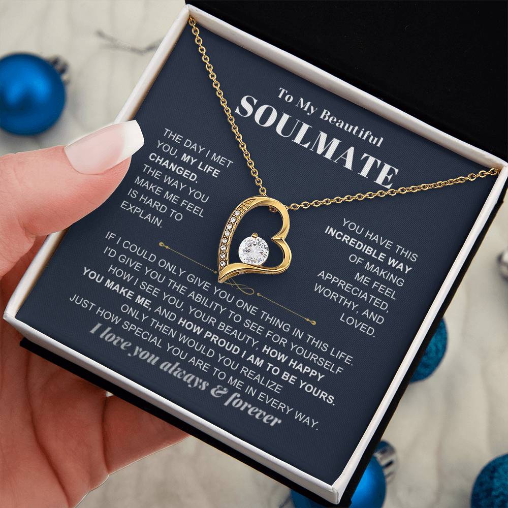 To My Soulmate - The Day I Met You Heart Necklace with Message Card